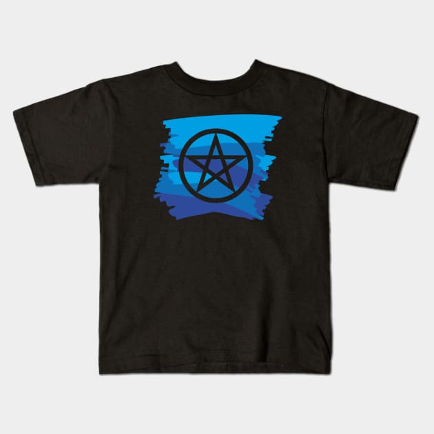 Pagan Pentagram Blue Paint Witch Magick Kids T-Shirt by vikki182@hotmail.co.uk